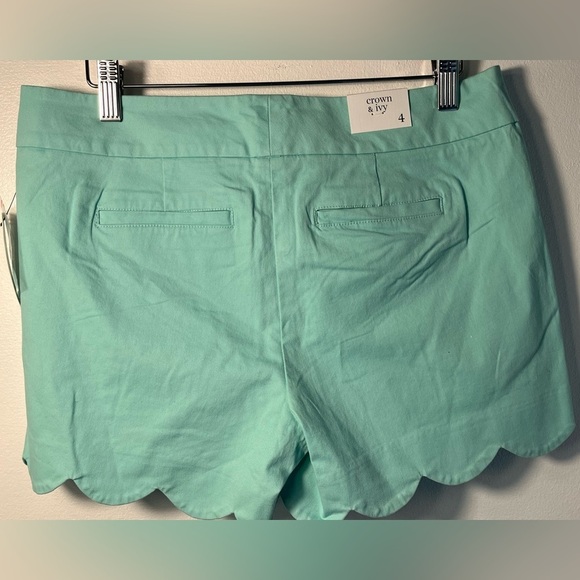 CROWN & IVY Mint Cielo Scalloped Hem Shorts NWT size 4 - Picture 6 of 6